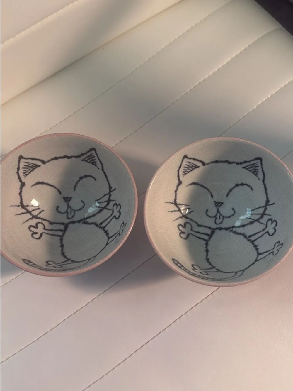 Darling Cat Face Ceramic Pet Bowl - Pink Rim